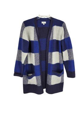 Lucky Brand Large Blue Buffalo Plaid Cardigan Cozy Cottagecore Academia school